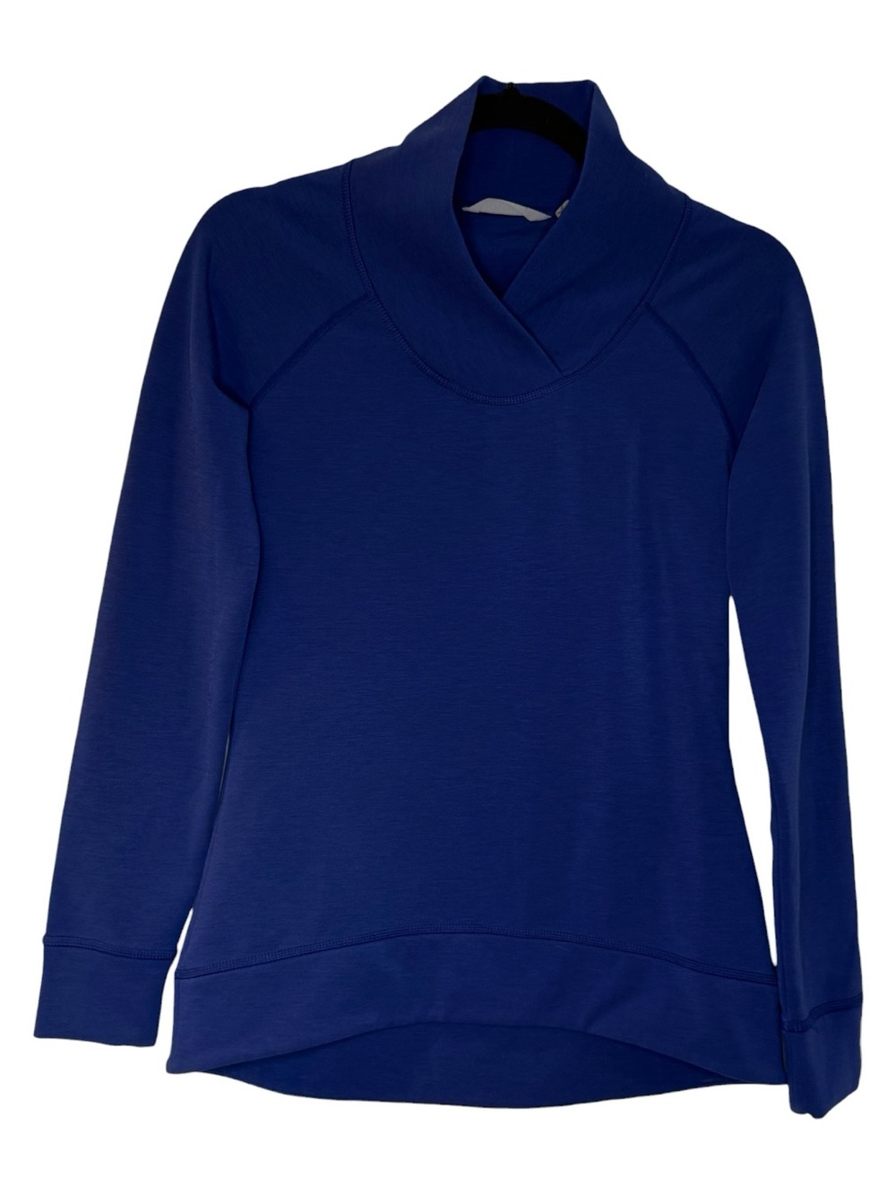 Athleta Pullover Top Womens XXS Blue Shawl Neck Long Sleeve Heathered Raglan